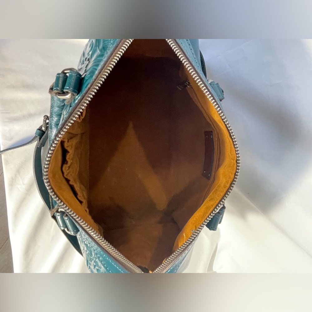 Patricia Nash Teal Embossed Leather Satchel - Picture 16 of 16